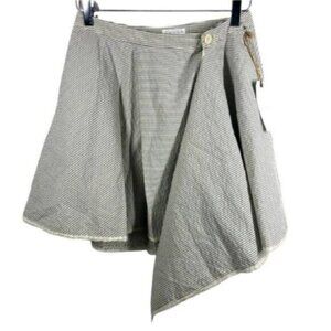 NWT LEITH | Asymmetrical Grey Stripe Pattern Button Skirt Size Small